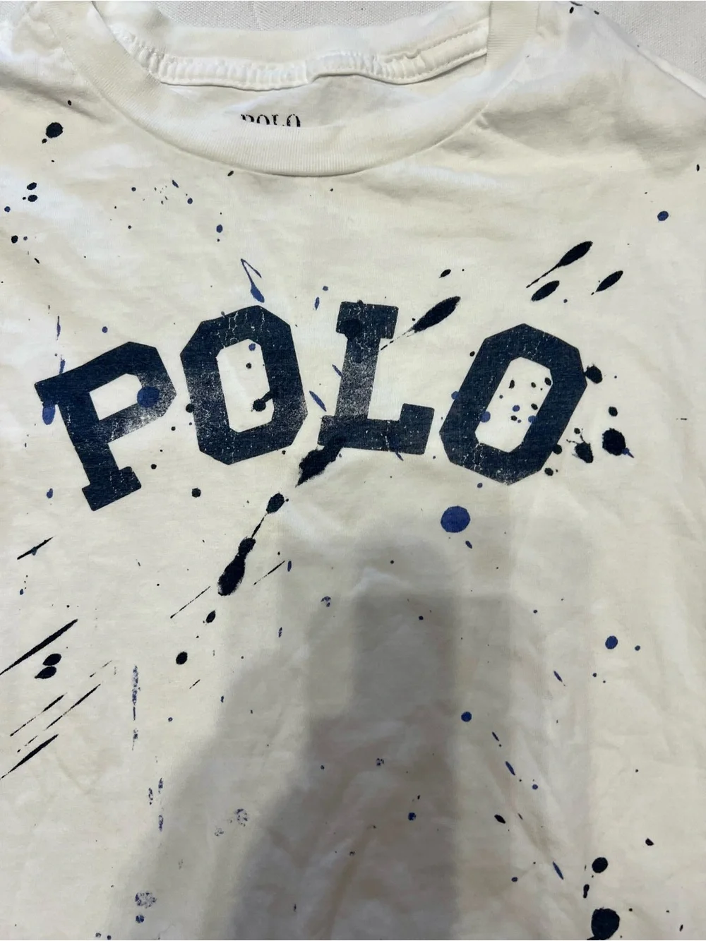 Polo Ralph Lauren boys outfit set sz 14 L14-16 paint splatter Tee chino shorts